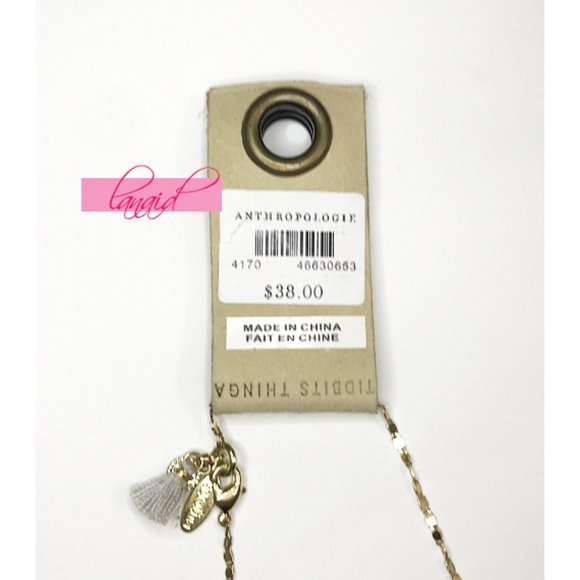 Anthropologie Skipping Stones Necklace Crystal Gem Gemstone Geode Gold Gray Grey - Picture 6 of 7